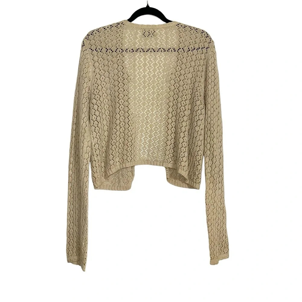 Abercrombie & Fitch Vintage Ramie Cotton Blend Knit Crochet Cardigan LARGE Y2K